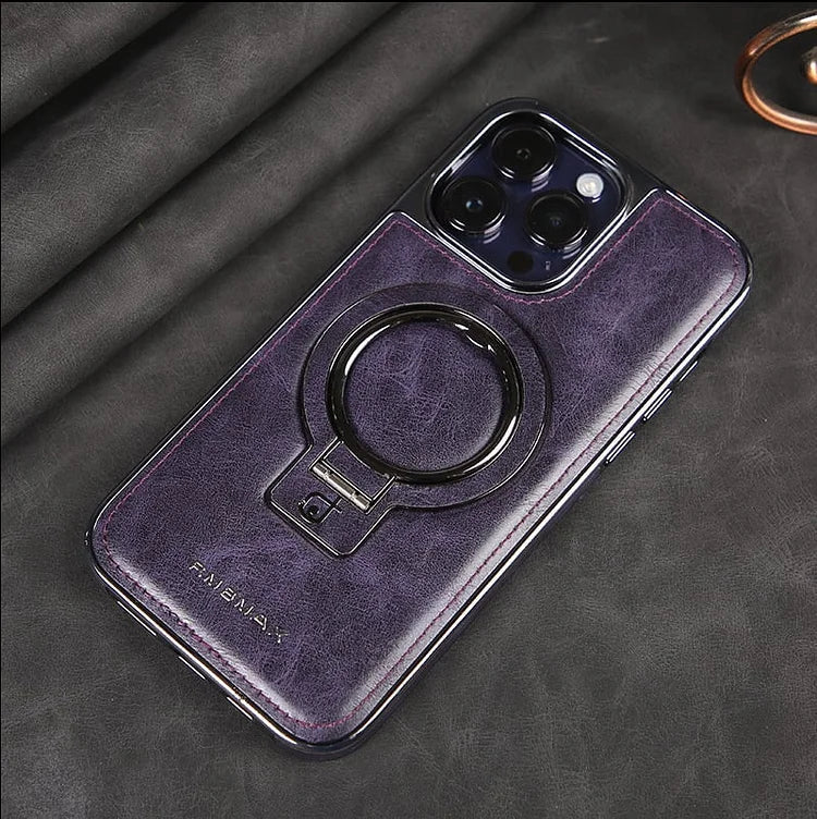 Leder iPhone-Hülle mit magnetischem Ständer – Premium-Schutz
