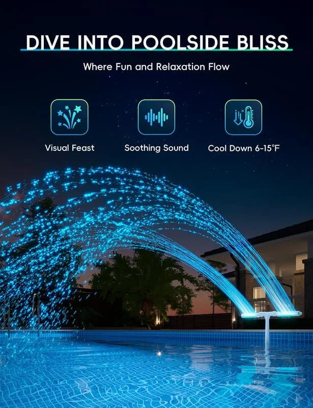 Solar-Poolbrunnen mit RGB-LED-Licht – Doppelbogen, Fernbedienung