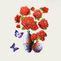 Blumen-Wandsticker mit Schmetterlingen – Selbstklebende Raumdekoration