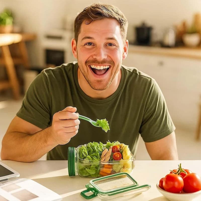 Glas-Salatbehälter mit Deckel – Frische Zutaten, kein matschiger Salat