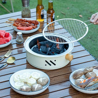 Tragbarer Tisch-Holzkohlegrill mit Holzgriffen – 28 cm
