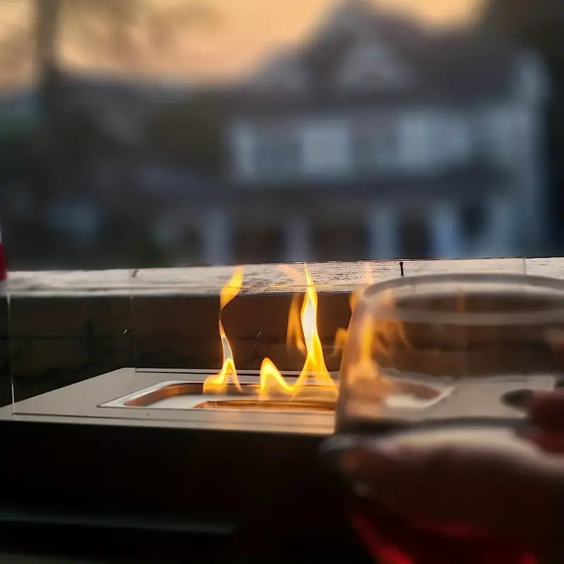 Bio-Ethanol-Tischkamin mit Glasscheiben