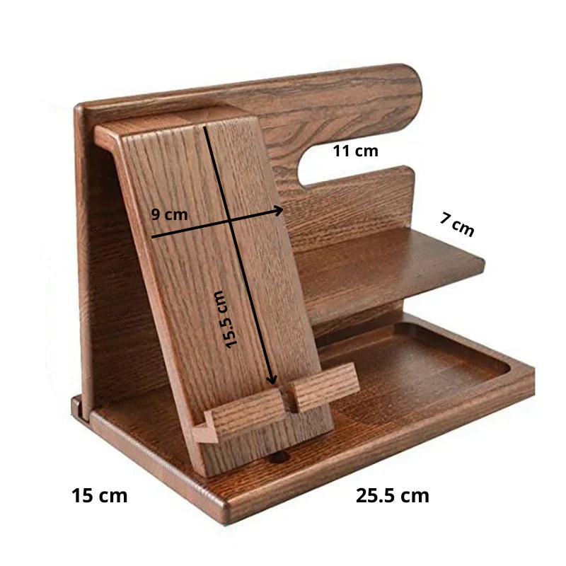 Holz-Schreibtischorganizer mit Handyständer – für Ordnung auf einen Blick