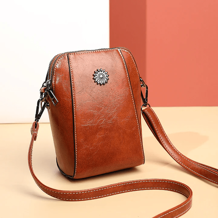 Kleine Crossbody-Tasche in Lederoptik mit mehreren Fächern – Verstellbarer Riemen