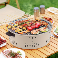 Tragbarer Holzkohlegrill mit belüftetem Korpus & Holzgriffen