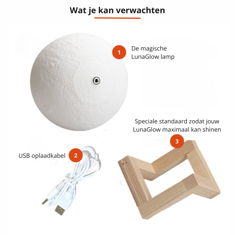 Mondlampe mit Holzständer – 16 Farben & Dimmbar