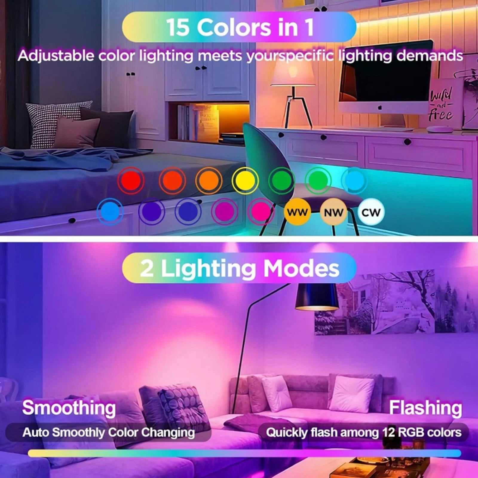 Wiederaufladbare RGB-LED-Lampe E27 mit Fernbedienung – Keine Verkabelung nötig