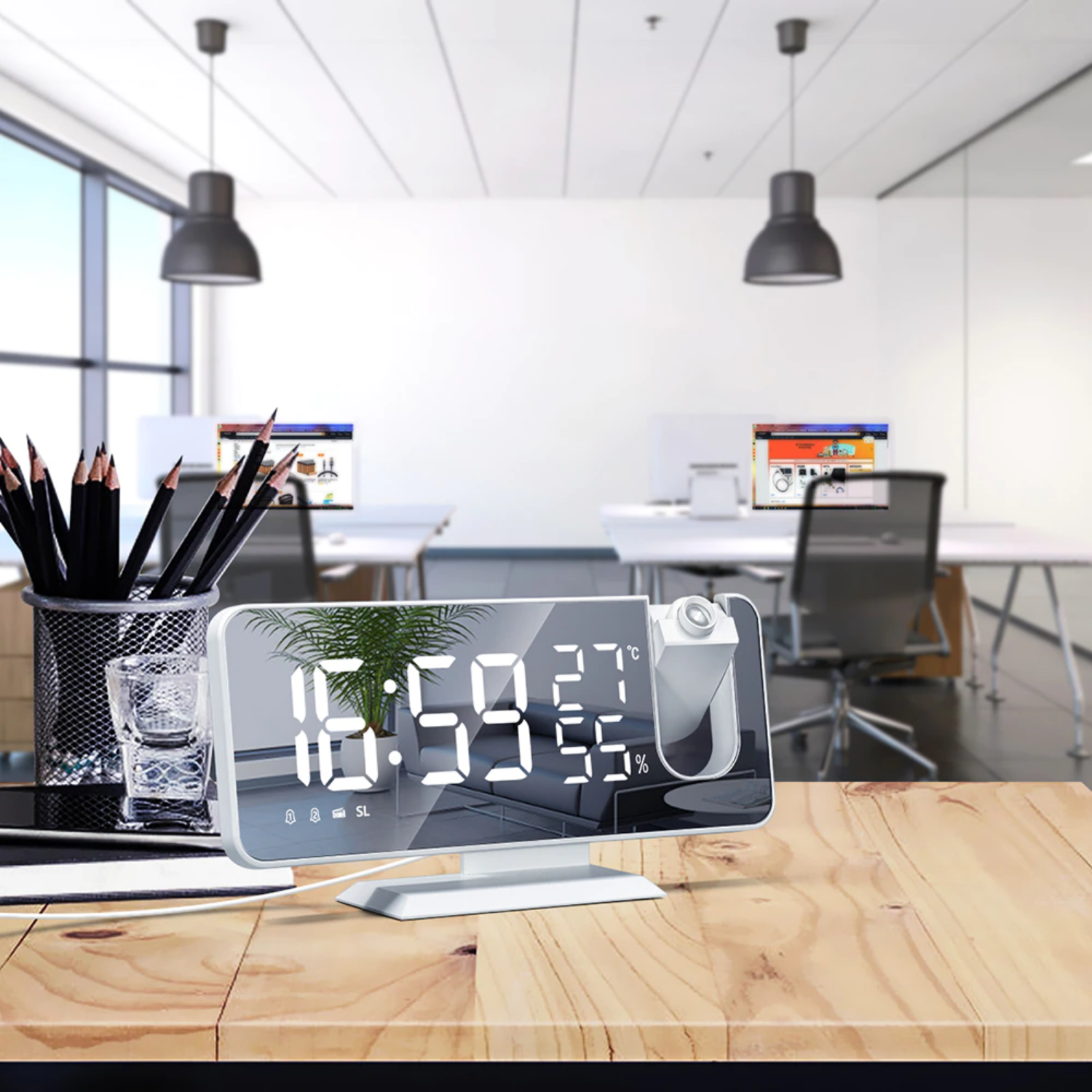 Digitale Projektionsuhr mit LED-Display & FM-Radio