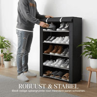 Schuhschrank mit Stoffbezug und Stahlgestell – 6 oder 8 Ebenen