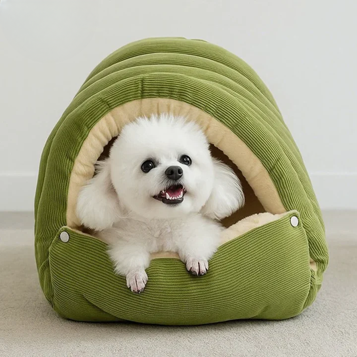 Haustierhöhle mit Plüschfutter – Warmes Kuschelbett für Katzen & Hunde