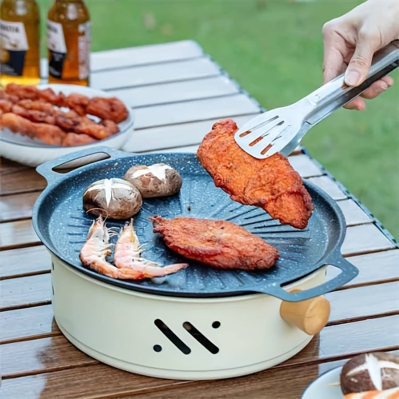 Tragbarer Tisch-Holzkohlegrill mit Holzgriffen – 28 cm