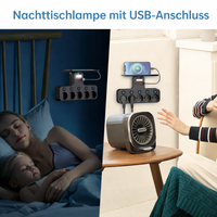 Wand-Steckdosenleiste mit USB-Ports, Handyablage und Nachtlicht
