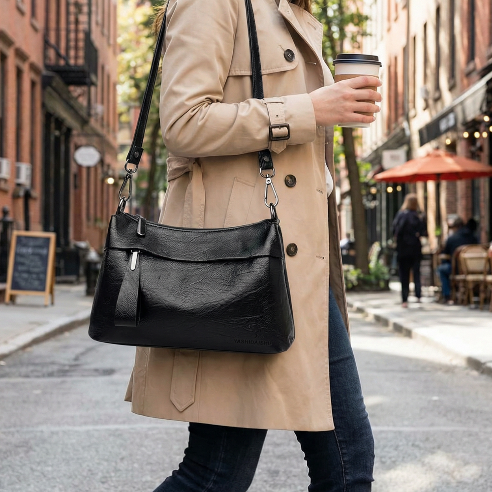 Weiche Kunstleder-Crossbody-Bag – 3 Fächer