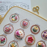 Blumen-Stickerei-Starter-Set – 12 Motive, komplett ausgestattet