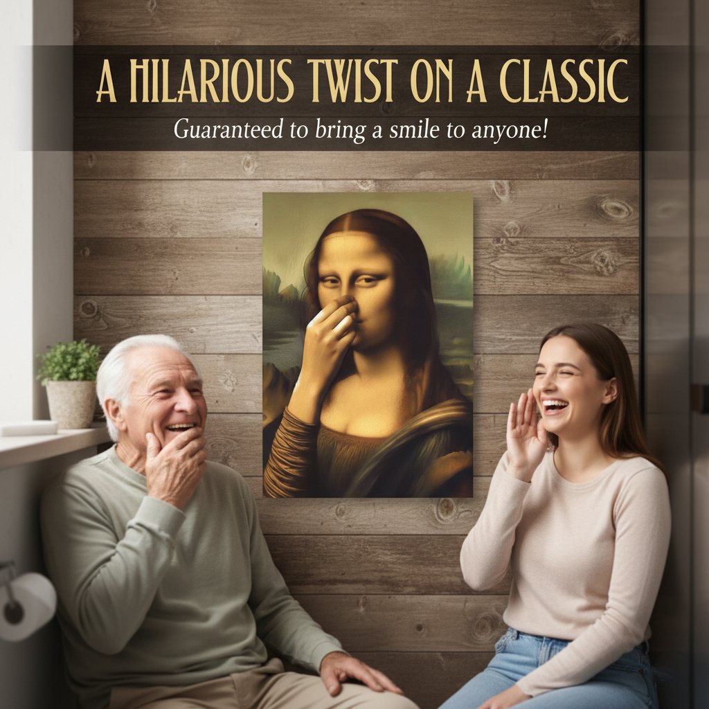 Badezimmer-Leinwandbild – Humorvoller Renaissance-Damen-Druck