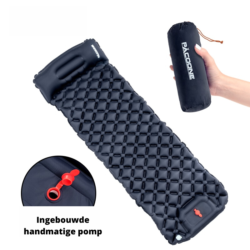 Aufblasbare Campingmatte mit Kissen – Leicht, Wasserdicht & Kompakt