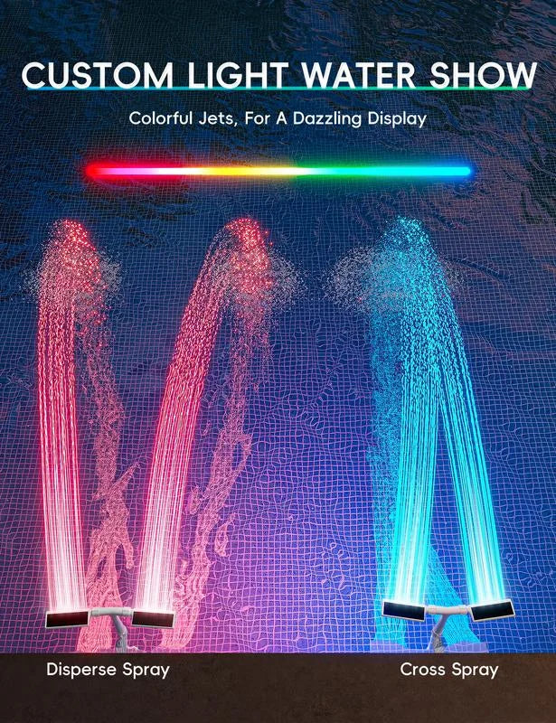 Solar-Poolbrunnen mit RGB-LED-Licht – Doppelbogen, Fernbedienung