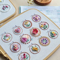 Blumen-Stickerei-Starter-Set – 12 Motive, komplett ausgestattet