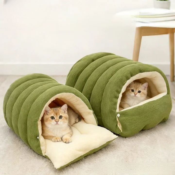 Haustierhöhle mit Plüschfutter – Warmes Kuschelbett für Katzen & Hunde