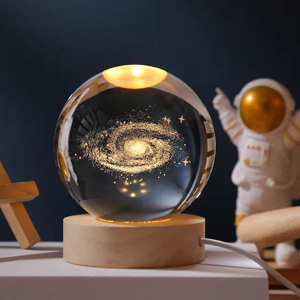 3D Gravierte Kristallkugel-Lampe – Warmes LED-Nachtlicht