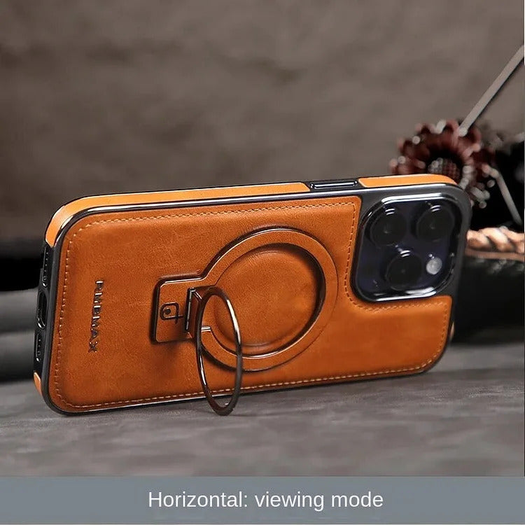Leder iPhone-Hülle mit magnetischem Ständer – Premium-Schutz