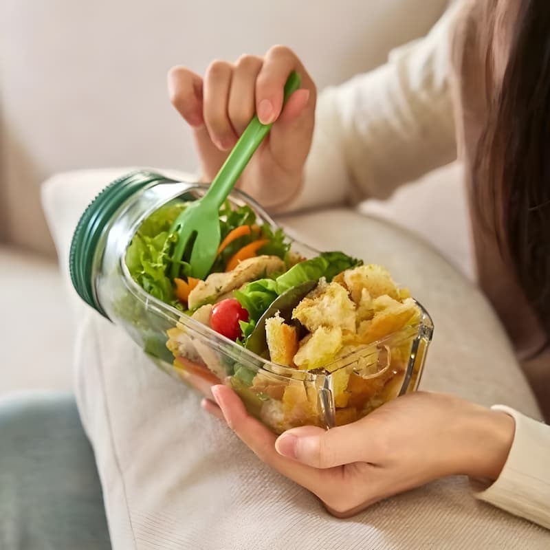 Glas-Salatbehälter mit Deckel – Frische Zutaten, kein matschiger Salat