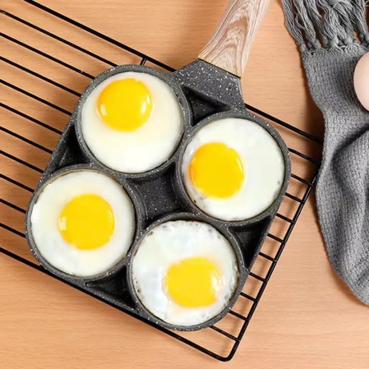 4-Fach Bratpfanne mit Maifan-Steinbeschichtung – Gleichzeitiges Braten von Eiern, Pfannkuchen & mehr