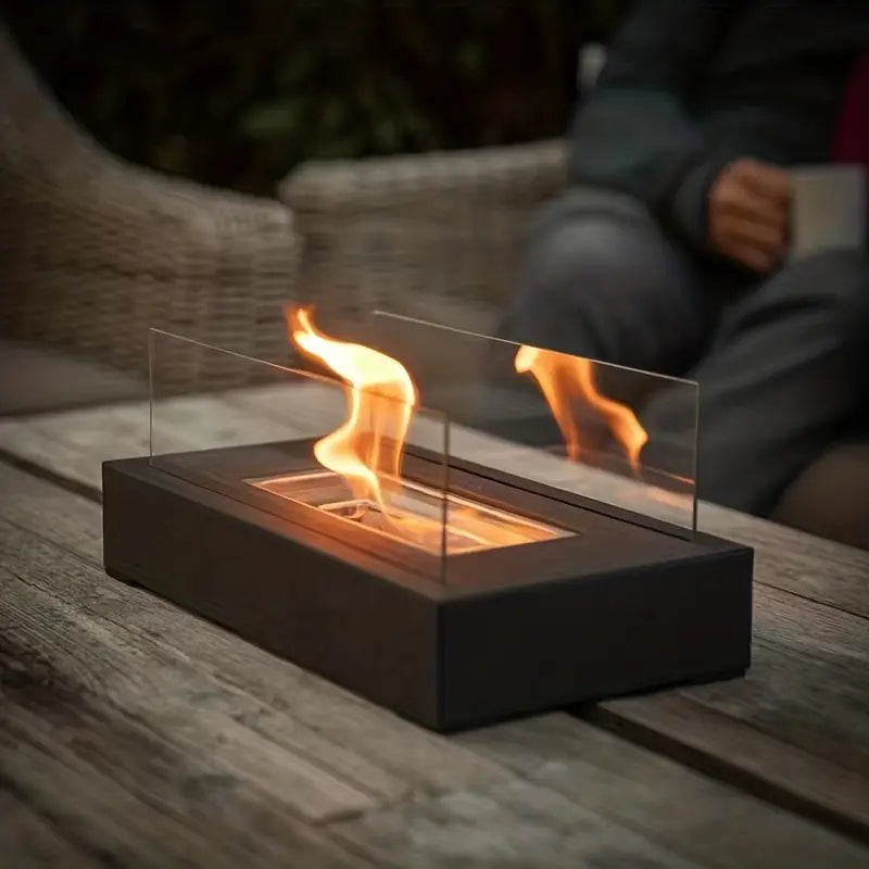 Bio-Ethanol-Tischkamin mit Glasscheiben