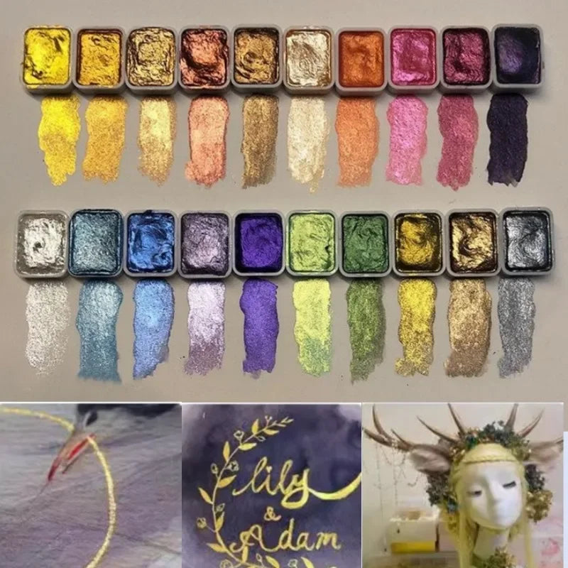Perlglanz-Pigment-Set mit 10 Farben & Mischpalette