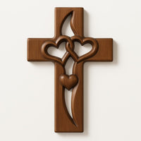 Holzkreuz Wanddeko mit Verschlungenen Herzen