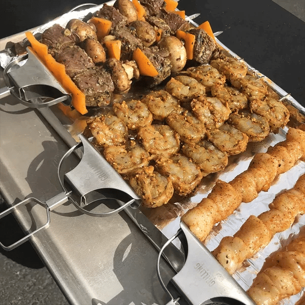 Grillspieß-Set mit Abstreifer (3er-Set)