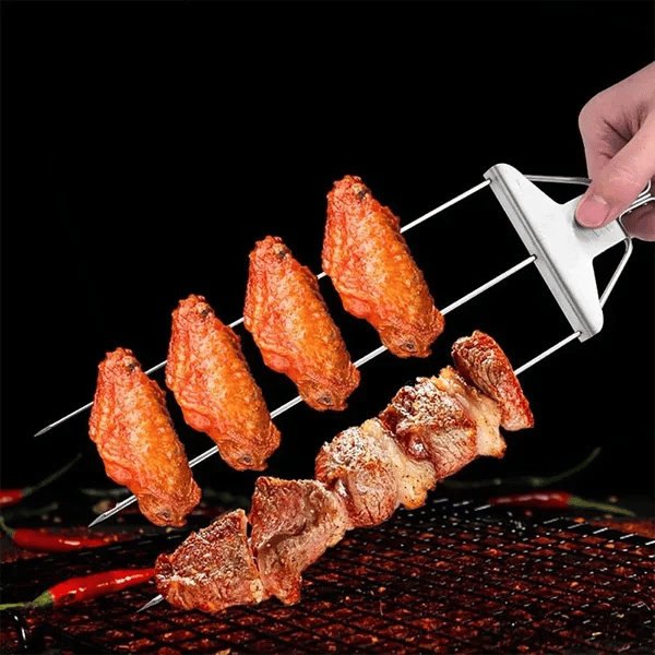 Grillspieß-Set mit Abstreifer (3er-Set)