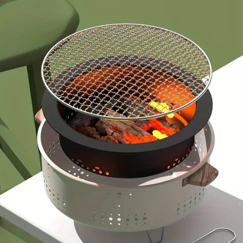 Tragbarer Holzkohlegrill mit belüftetem Korpus & Holzgriffen