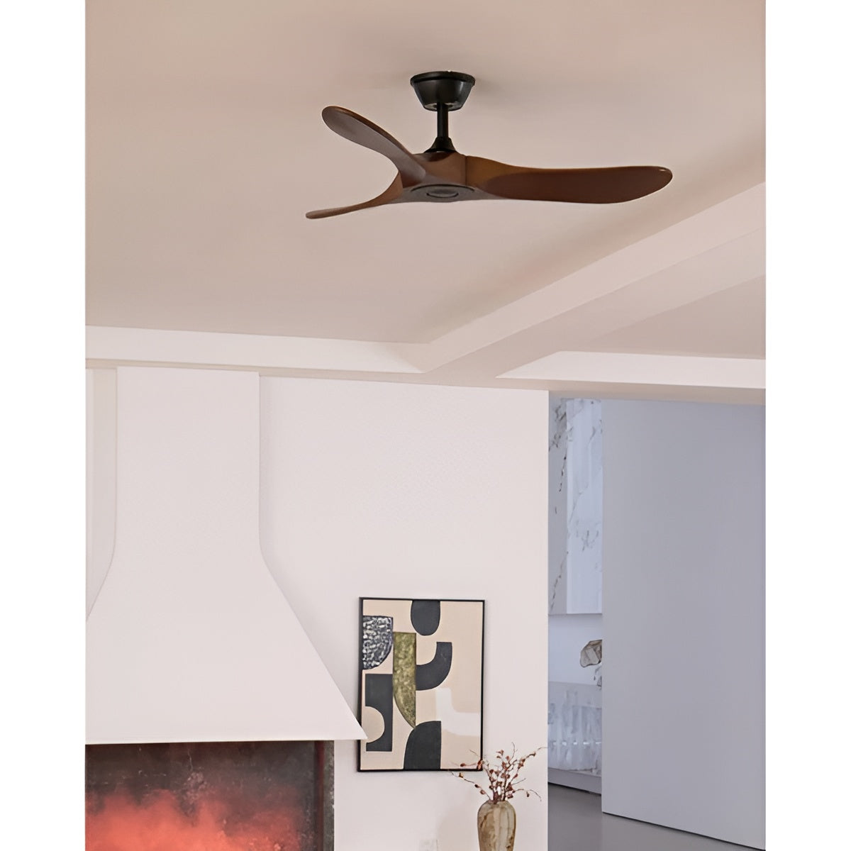 Holz-Deckenventilator mit Fernbedienung – Leise & Energieeffizient