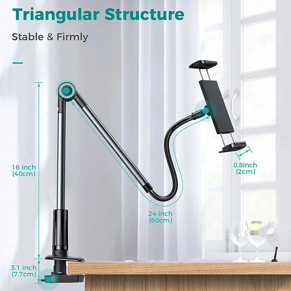 Flexibler Schwanenhals-Tabletständer mit Tischklemme – 4,7 bis 12,9 Zoll