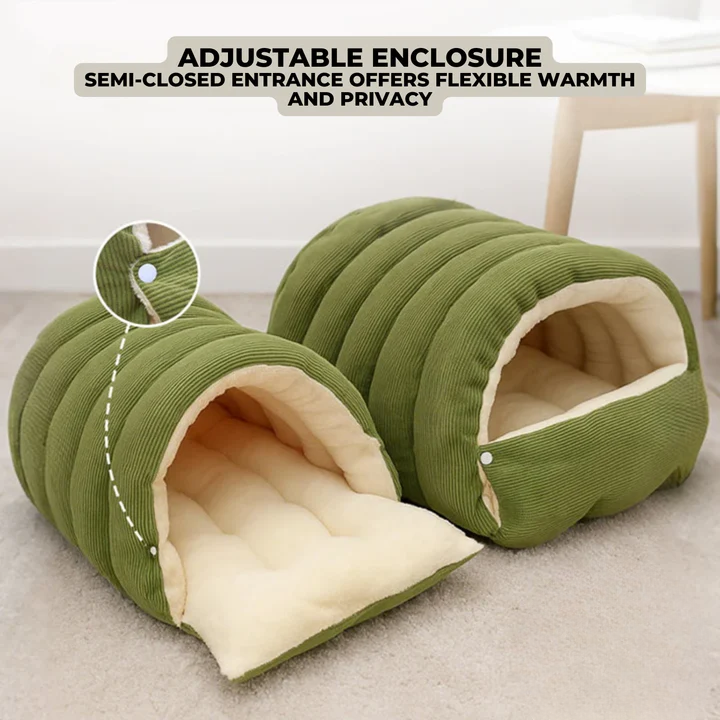 Haustierhöhle mit Plüschfutter – Warmes Kuschelbett für Katzen & Hunde