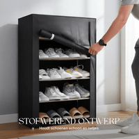 Schuhschrank mit Stoffbezug und Stahlgestell – 6 oder 8 Ebenen