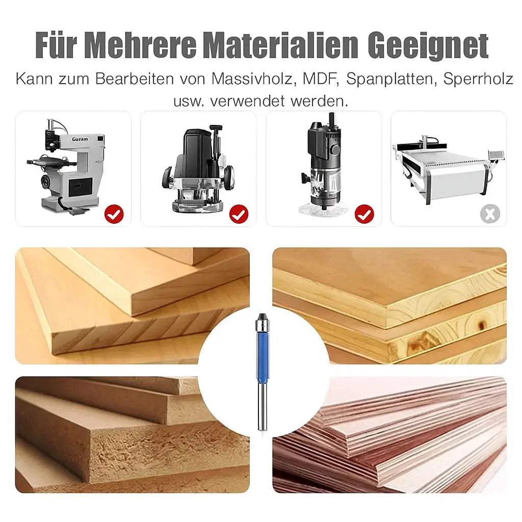 Bündiger Fräser-Set 4-teilig – Saubere Kanten auf jedem Material