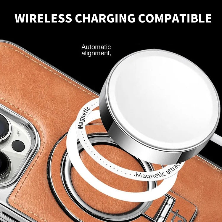 Leder iPhone-Hülle mit magnetischem Ständer – Premium-Schutz
