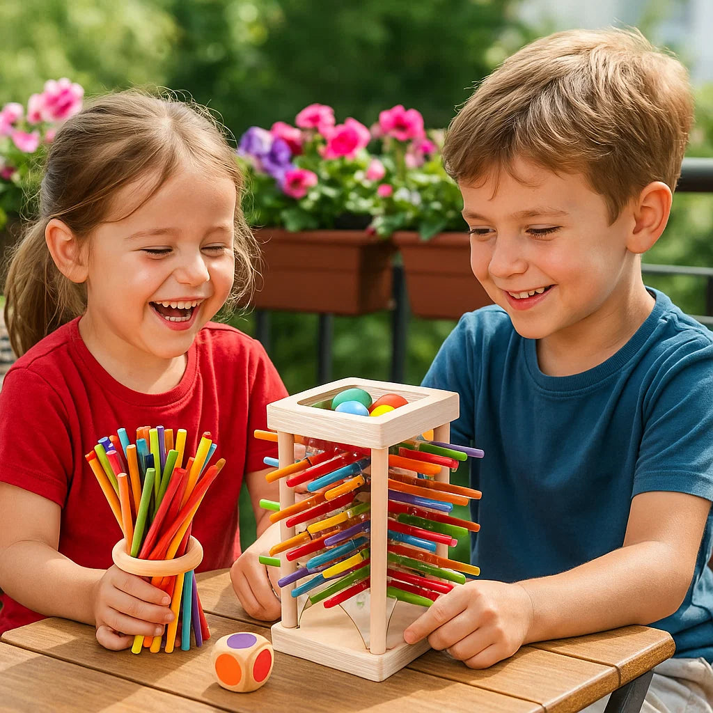 Holzstäbchen-Stapelspiel 3-in-1 – Fähigkeitenaufbau