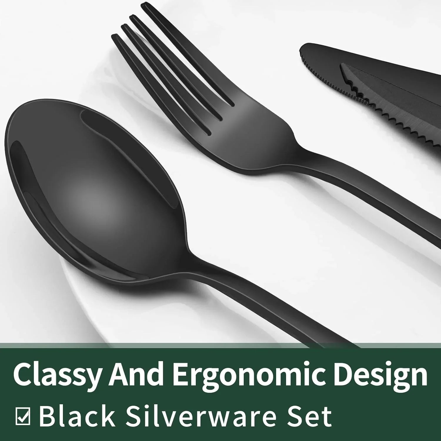 Schwarzes Besteck-Set 24-teilig – Komplett für 4 Personen