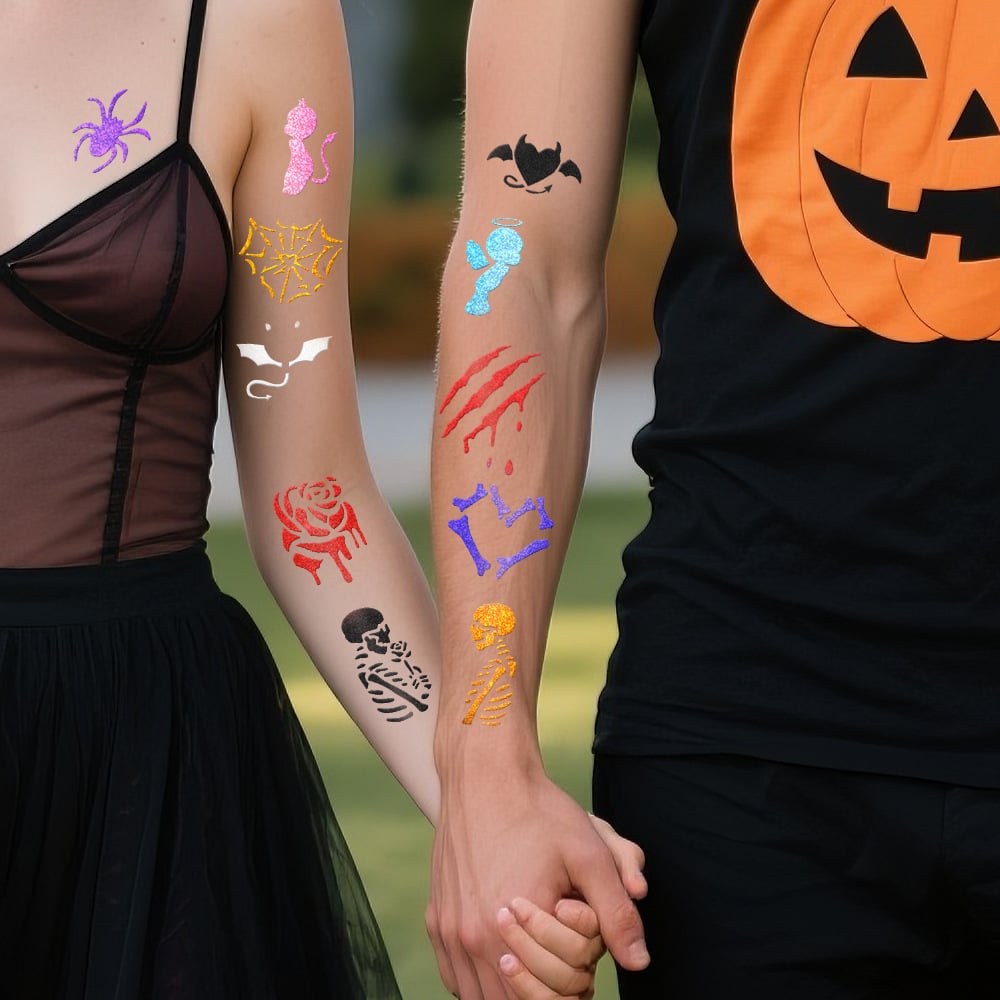Temporäre Tattoo-Marker Set – 10 Farben mit Pinselspitze