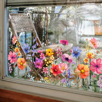Fensteraufkleber mit Blumen- und Schmetterlingmotiven