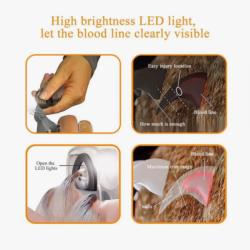Tierkrallen-Schere mit LED-Licht – Auswechselbare Edelstahlklinge