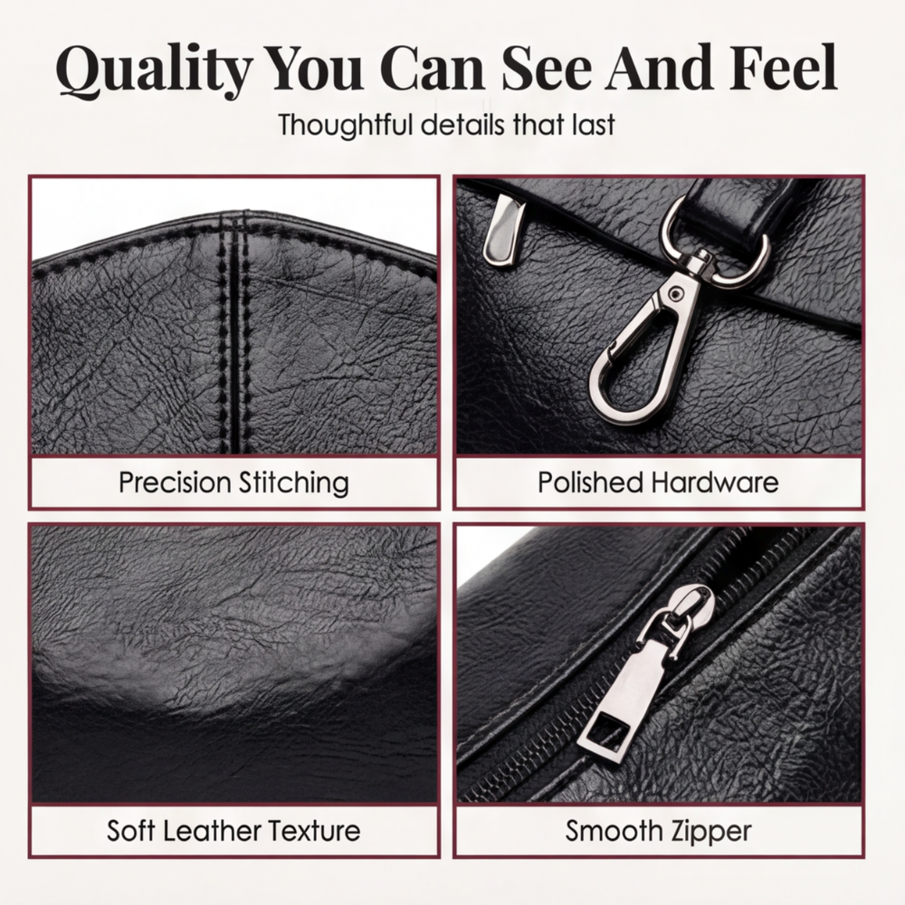 Weiche Kunstleder-Crossbody-Bag – 3 Fächer