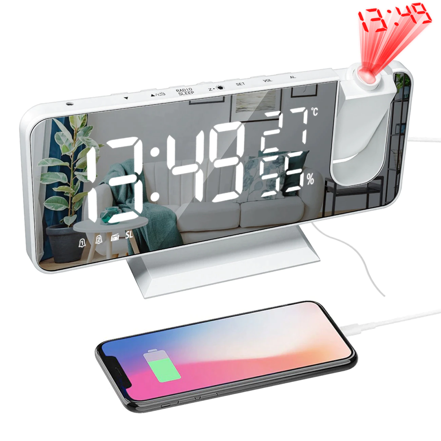 Digitale Projektionsuhr mit LED-Display & FM-Radio