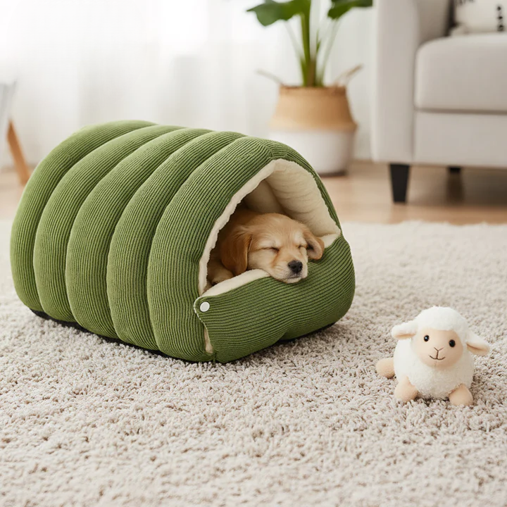 Haustierhöhle mit Plüschfutter – Warmes Kuschelbett für Katzen & Hunde