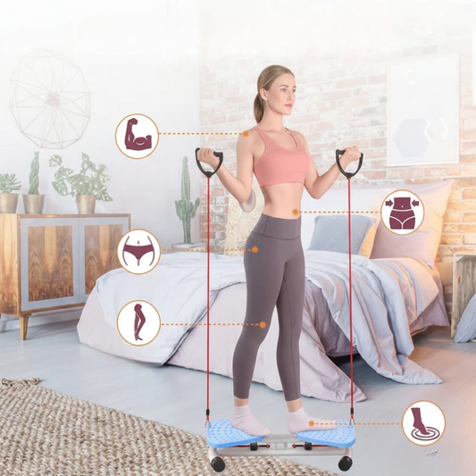 Twiststepper mit Widerstandsbändern – Ganzkörper-Training zu Hause