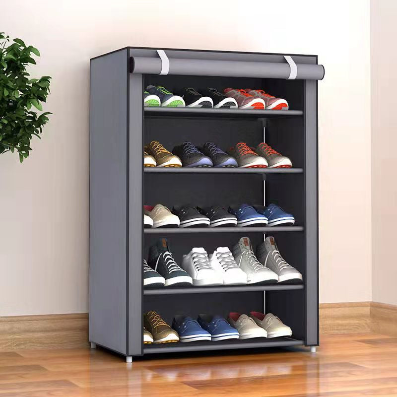 Schuhschrank mit Stoffbezug und Stahlgestell – 6 oder 8 Ebenen