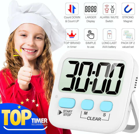 Digitaler Küchentimer mit großem Display – 2er-Set